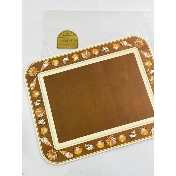 Vintage Hallmark 6 Paper Placemats Seashells Retro Beach Brown 11” X 14” Unused - Picture 4 of 10